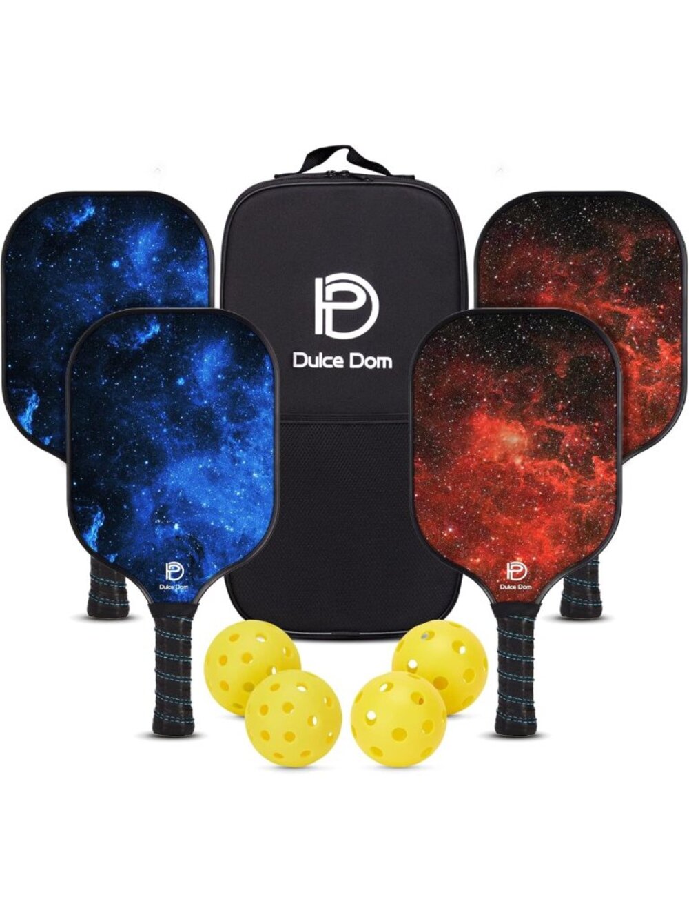 Set of 2 Pickleball Paddles with Balls - USAPA Approved, Fiberglass Rackets